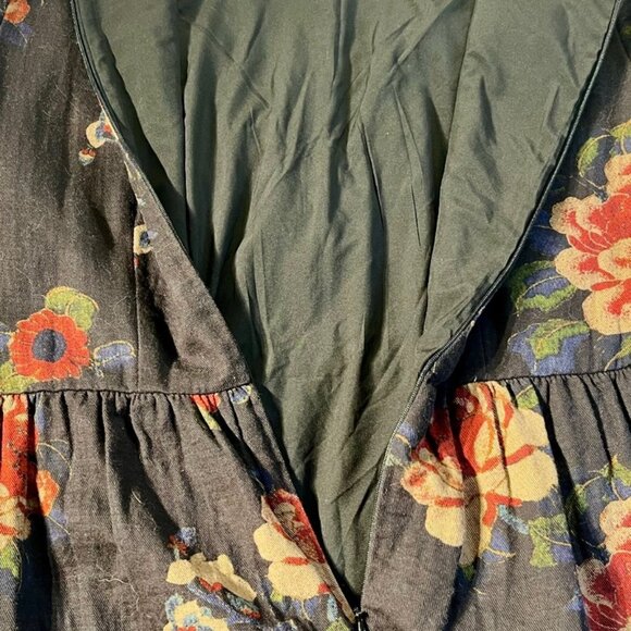 Novella Modest Midi Dress Size Medium Prairie Cottage Floral Ruffle Tiered Black - Picture 9 of 12